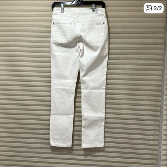 7 For All Mankind Women's White Skinny Bootcut Jeans - Picture 2 of 7